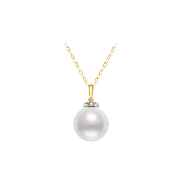 Pearly Lustre Necklaces 18K Solid Gold Freshwater Pearl Necklace KN00096
