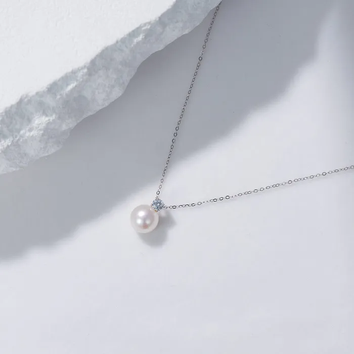 Pearly Lustre Necklaces 18K Solid Gold Freshwater Pearl Necklace KN00162