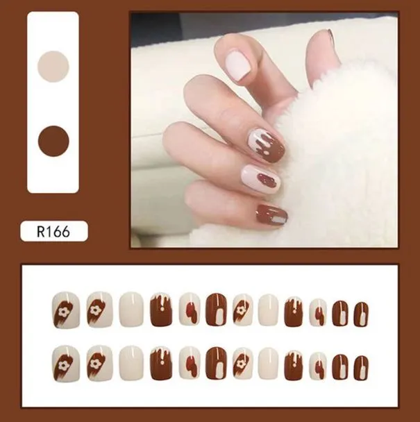 Polly Earrings NS110 Short Square Press On Nails 24 Pieces R166