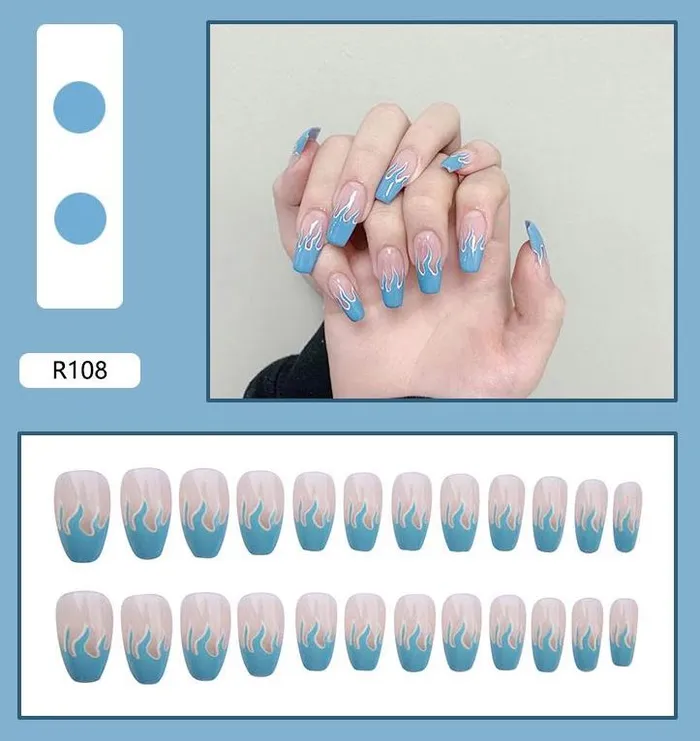 Polly Earrings NS553 Long Plastic Ballerina Press On Nails 24 Pieces R108
