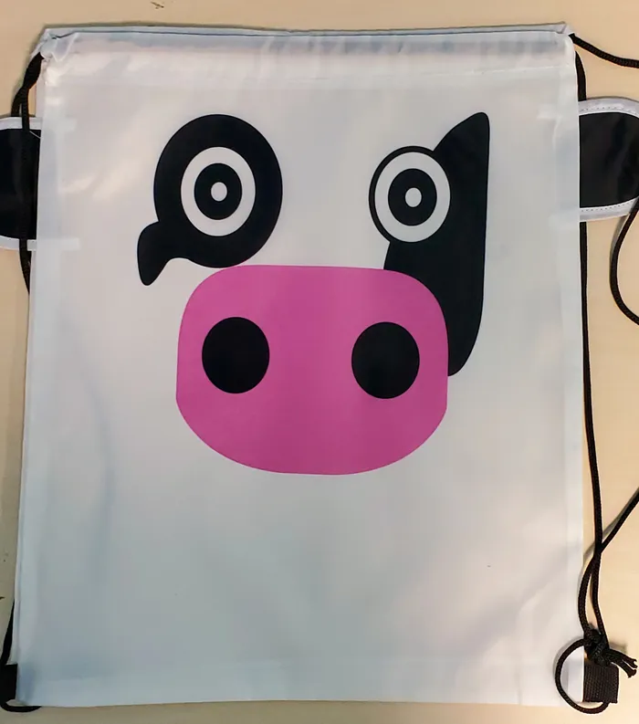 POLLY L141 Cow Drawstring Bag Backpack Earrings