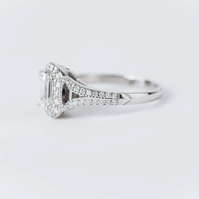 PreOwned Criss Cut Halo Engagement Ring Christopher Designs Rings