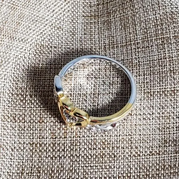 R225 Silver Gold Heart Rhinestones Ring alice Rings