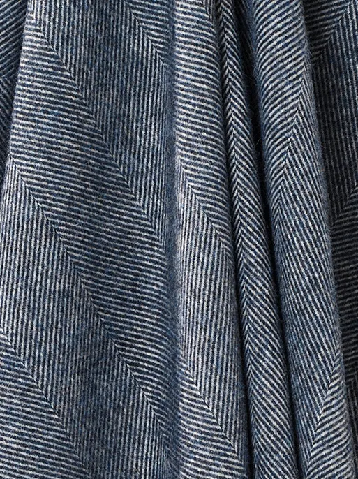 Rings A Moon Son LTD Herringbone Shetland Wool Throw Dark Blue