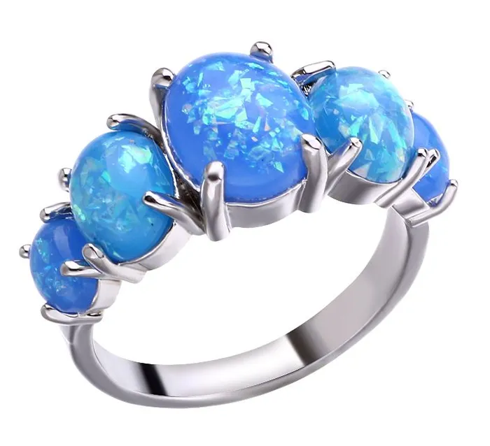 Rings alice R286 Silver Blue Opal Gemstone Ring