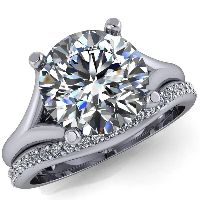 Rings Dakota Round Center Stone 4 Prong Split Shank Ring Fire Brilliance Rings Dakota Round Center Stone 4 Prong Split Shank Ring Fire Brilliance