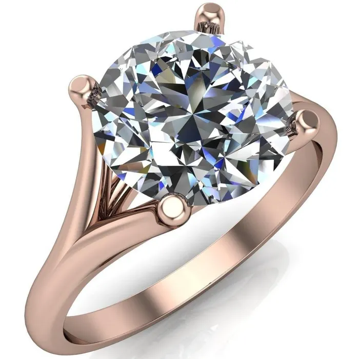 Rings Dakota Round Center Stone 4 Prong Split Shank Ring Fire Brilliance 
