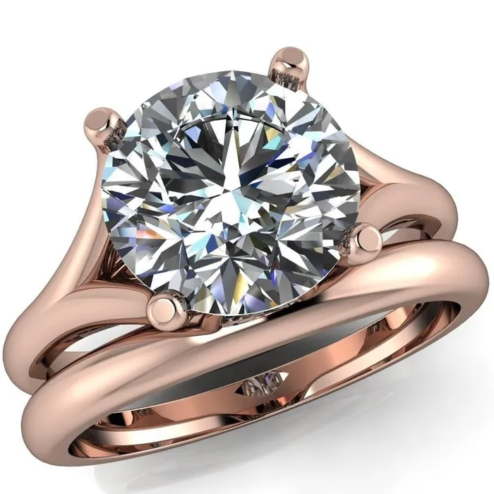 Rings Dakota Round Center Stone 4 Prong Split Shank Ring Fire Brilliance 