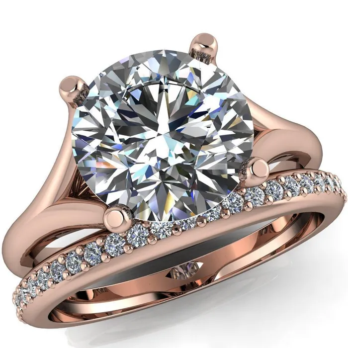 Rings Dakota Round Center Stone 4 Prong Split Shank Ring Fire Brilliance 