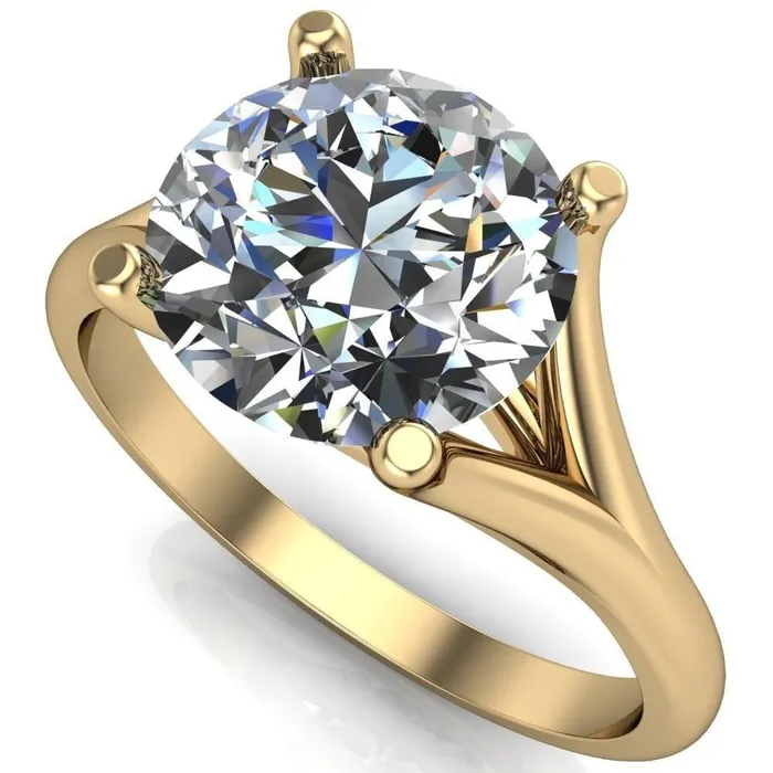 Rings Dakota Round Center Stone 4 Prong Split Shank Ring Fire Brilliance 