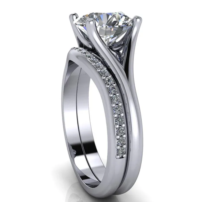 Rings Dakota Round Center Stone 4 Prong Split Shank Ring Fire Brilliance 