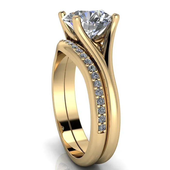 Rings Dakota Round Center Stone 4 Prong Split Shank Ring Fire Brilliance 