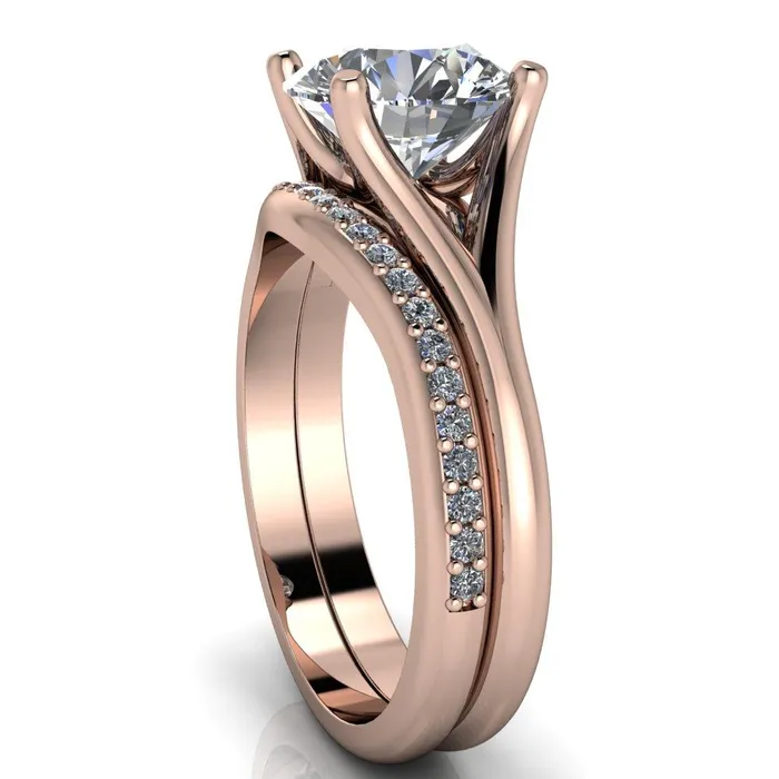 Rings Dakota Round Center Stone 4 Prong Split Shank Ring Fire Brilliance 