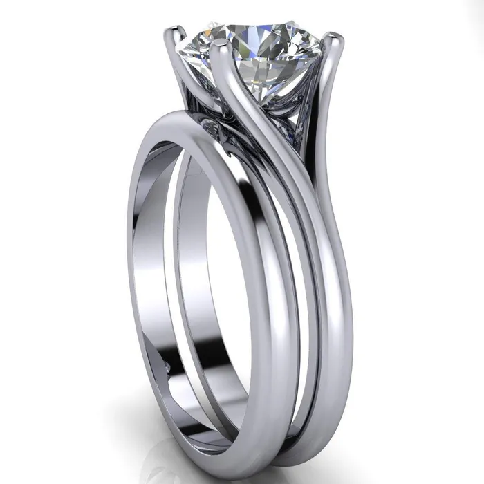 Rings Dakota Round Center Stone 4 Prong Split Shank Ring Fire Brilliance 