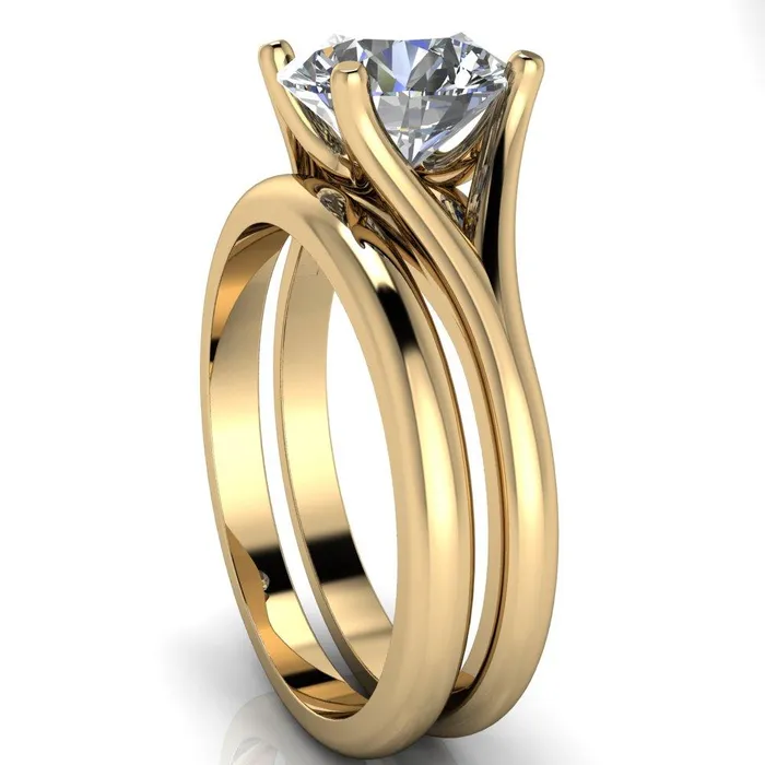 Rings Dakota Round Center Stone 4 Prong Split Shank Ring Fire Brilliance 