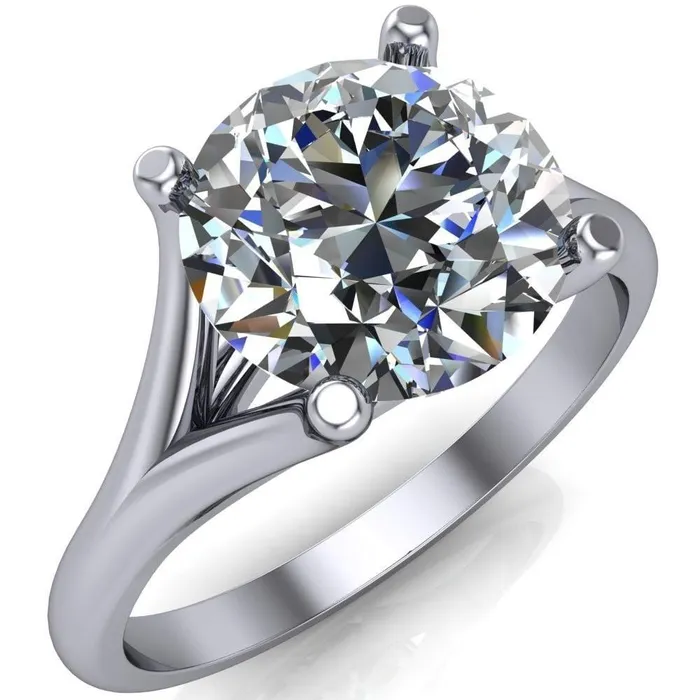 Rings Dakota Round Center Stone 4 Prong Split Shank Ring Fire Brilliance 