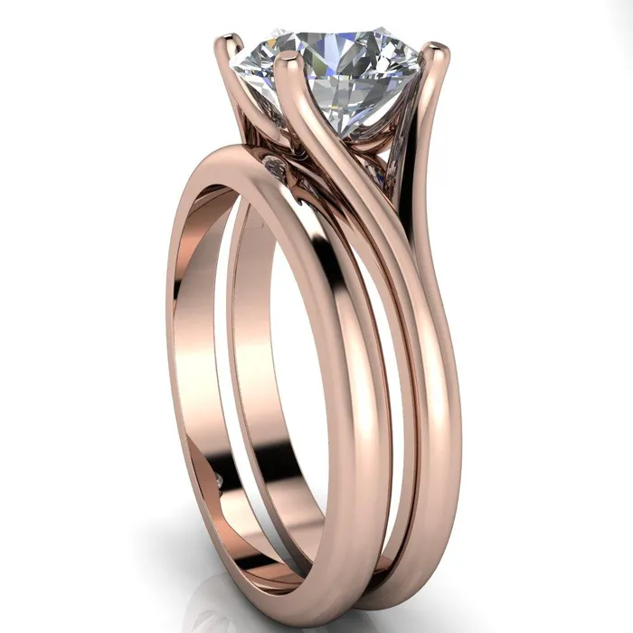 Rings Dakota Round Center Stone 4 Prong Split Shank Ring Fire Brilliance 