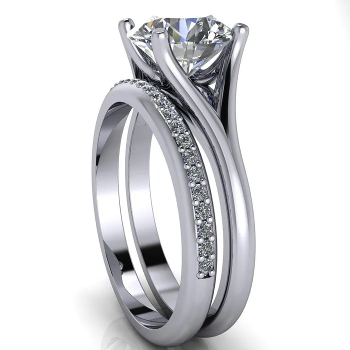 Rings Dakota Round Center Stone 4 Prong Split Shank Ring Fire Brilliance 