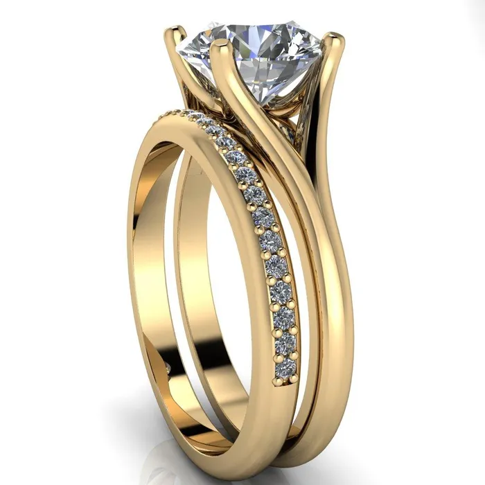 Rings Dakota Round Center Stone 4 Prong Split Shank Ring Fire Brilliance 