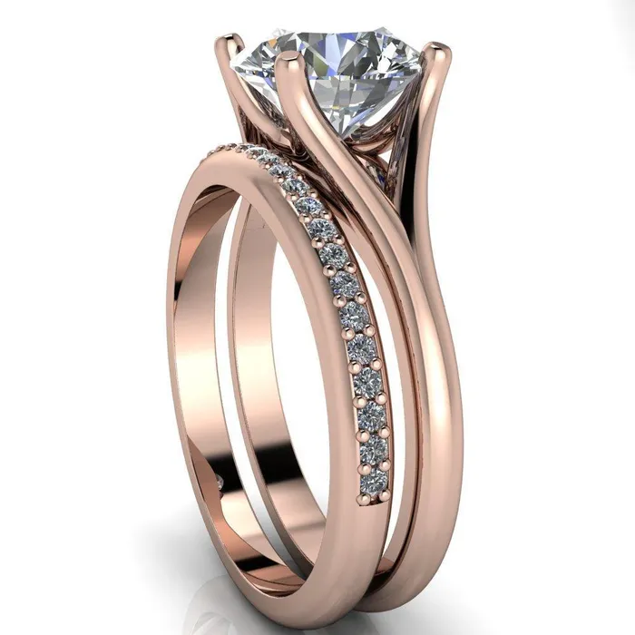 Rings Dakota Round Center Stone 4 Prong Split Shank Ring Fire Brilliance 