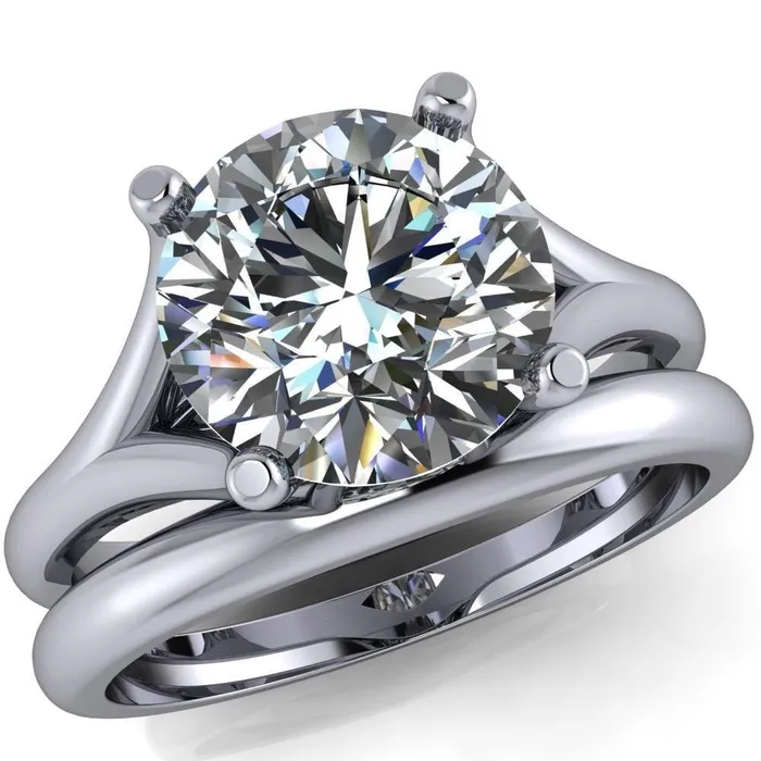 Rings Dakota Round Center Stone 4 Prong Split Shank Ring Fire Brilliance 