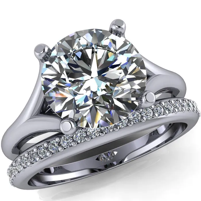Rings Dakota Round Center Stone 4 Prong Split Shank Ring Fire Brilliance 