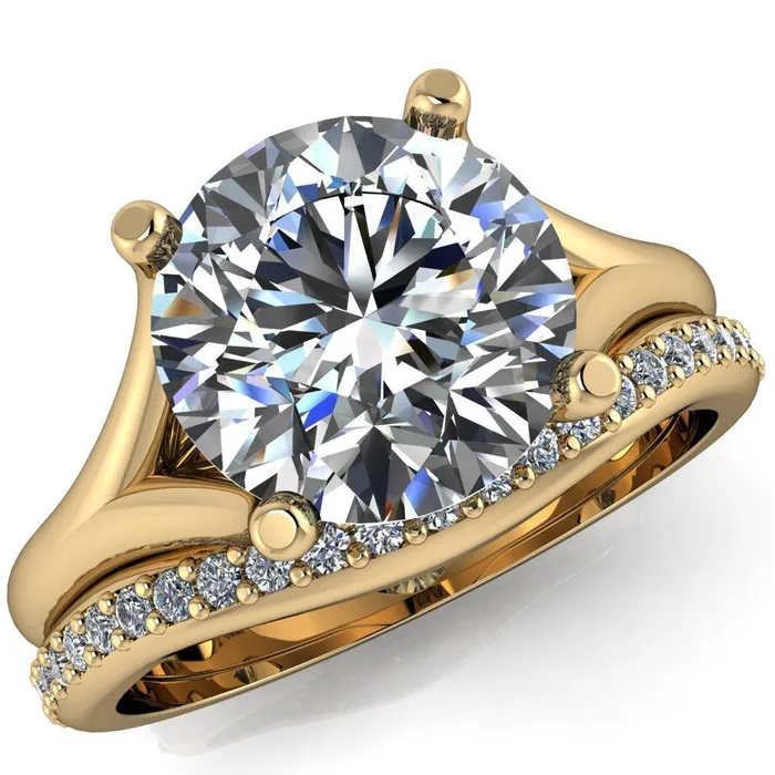 Rings Dakota Round Center Stone 4 Prong Split Shank Ring Fire Brilliance 