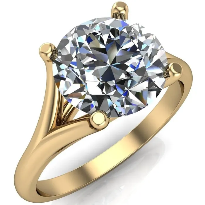 Rings Dakota Round Center Stone 4 Prong Split Shank Ring Fire Brilliance 