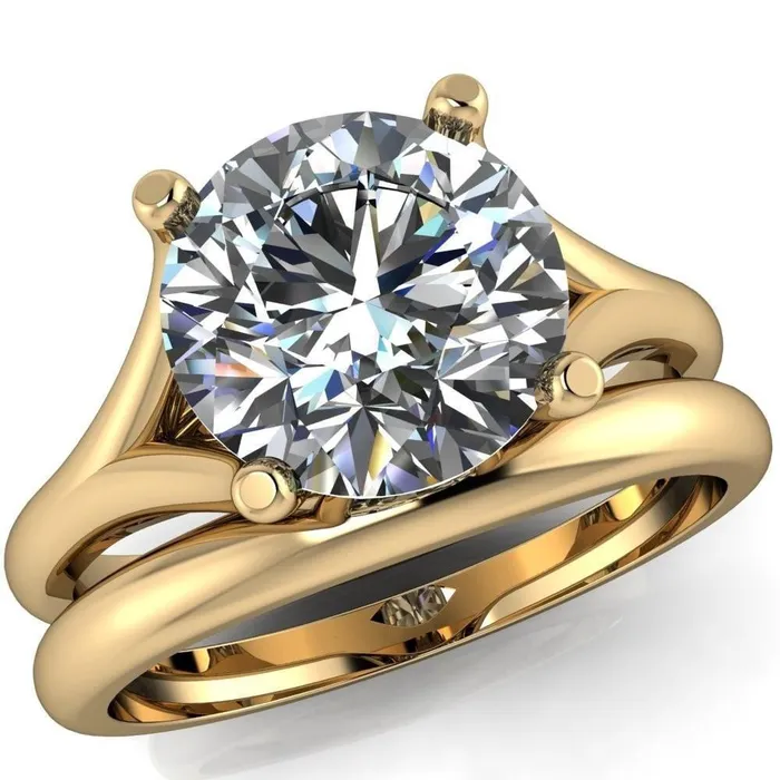 Rings Dakota Round Center Stone 4 Prong Split Shank Ring Fire Brilliance 