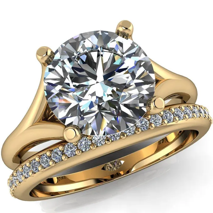 Rings Dakota Round Center Stone 4 Prong Split Shank Ring Fire Brilliance 