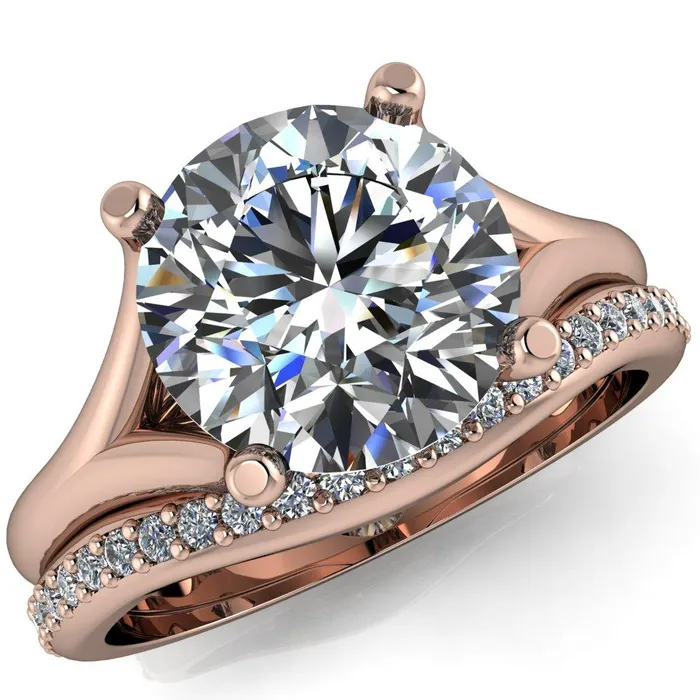 Rings Dakota Round Center Stone 4 Prong Split Shank Ring Fire Brilliance 