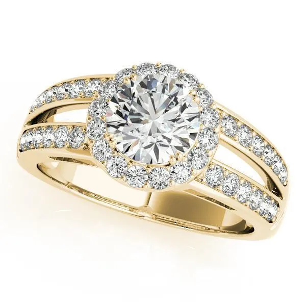 Rings Fire Brilliance Ashlee Round Center Stone Halo 4 Double Prong Split Shank Engagement Ring