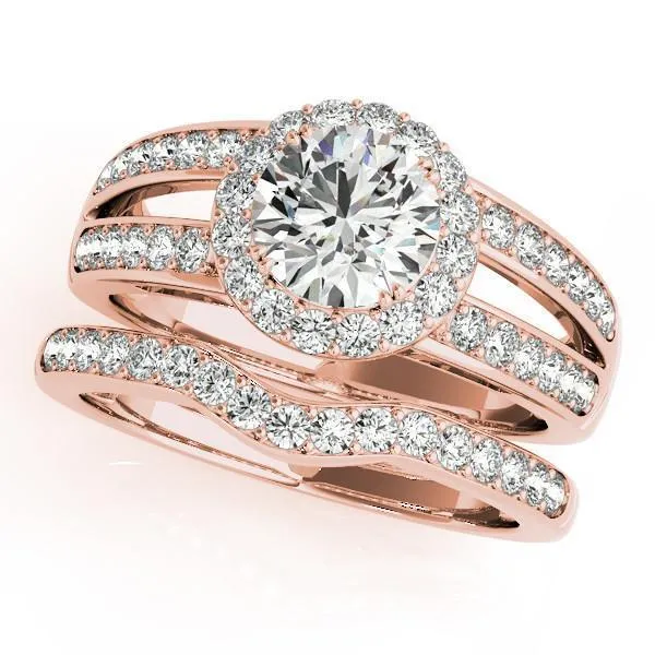 Rings Fire Brilliance Ashlee Round Center Stone Halo 4 Double Prong Split Shank Engagement Ring