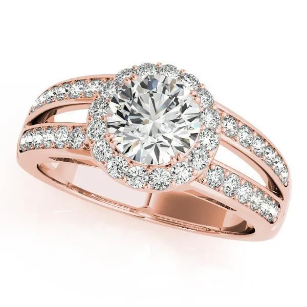 Rings Fire Brilliance Ashlee Round Center Stone Halo 4 Double Prong Split Shank Engagement Ring