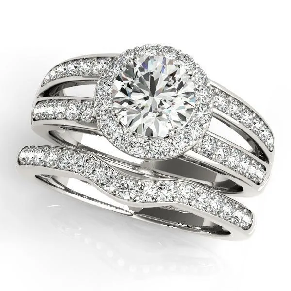Rings Fire Brilliance Ashlee Round Center Stone Halo 4 Double Prong Split Shank Engagement Ring