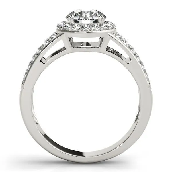 Rings Fire Brilliance Ashlee Round Center Stone Halo 4 Double Prong Split Shank Engagement Ring