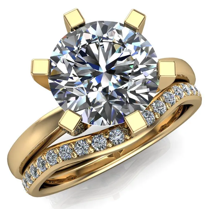 Rings Fire Brilliance Oscilla Round Center Stone 6 Prong Ring