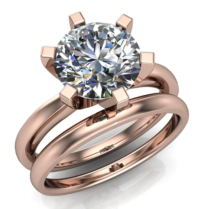 Rings Fire Brilliance Oscilla Round Center Stone 6 Prong Ring
