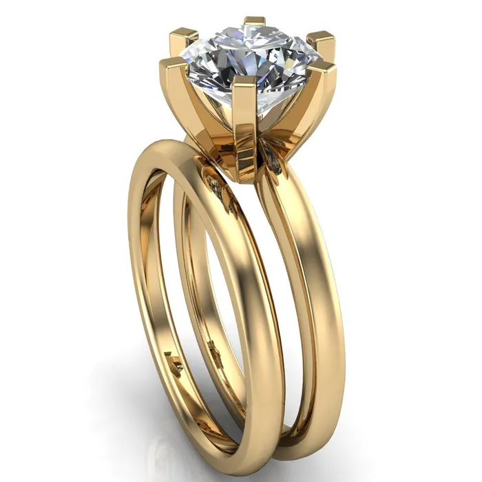 Rings Fire Brilliance Oscilla Round Center Stone 6 Prong Ring