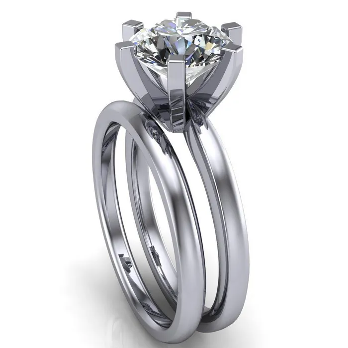 Rings Fire Brilliance Oscilla Round Center Stone 6 Prong Ring