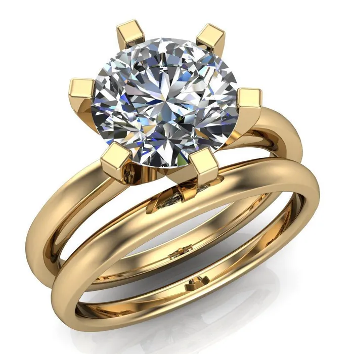 Rings Fire Brilliance Oscilla Round Center Stone 6 Prong Ring