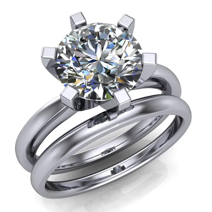 Rings Fire Brilliance Oscilla Round Center Stone 6 Prong Ring