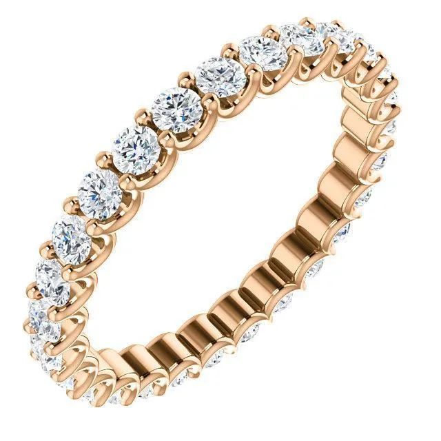 Rings Fire Brilliance Prestine Diamond or Moissanite Full Eternity UShaped Scalloped Double Shared Prong Band Rings Fire Brilliance Prestine Diamond or Moissanite Full Eternity UShaped Scalloped Double Shared Prong Band