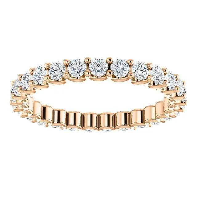 Rings Fire Brilliance Prestine Diamond or Moissanite Full Eternity UShaped Scalloped Double Shared Prong Band