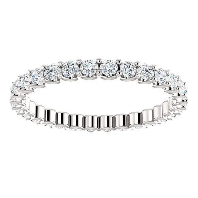 Rings Fire Brilliance Prestine Diamond or Moissanite Full Eternity UShaped Scalloped Double Shared Prong Band