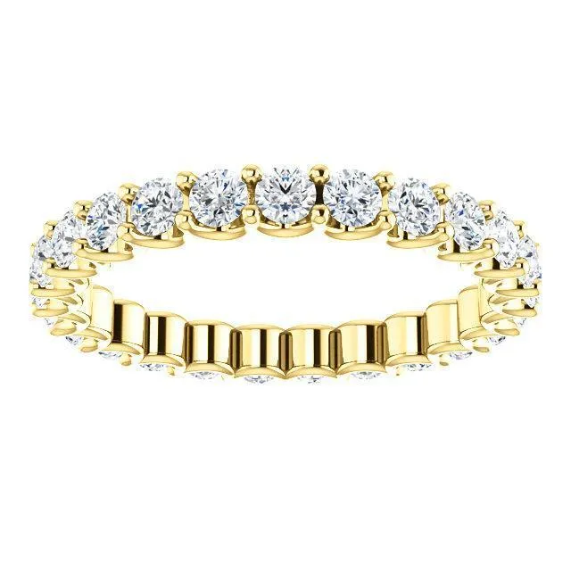 Rings Fire Brilliance Prestine Diamond or Moissanite Full Eternity UShaped Scalloped Double Shared Prong Band