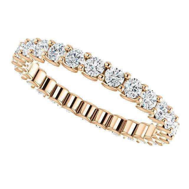 Rings Fire Brilliance Prestine Diamond or Moissanite Full Eternity UShaped Scalloped Double Shared Prong Band