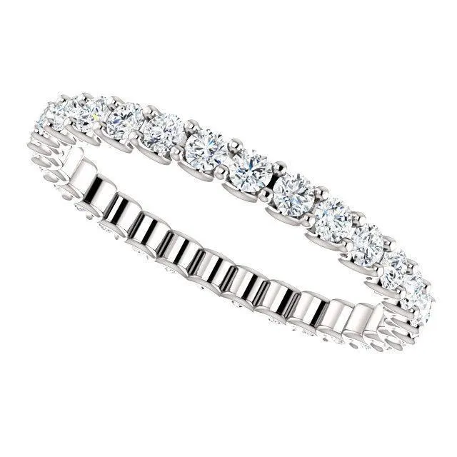 Rings Fire Brilliance Prestine Diamond or Moissanite Full Eternity UShaped Scalloped Double Shared Prong Band