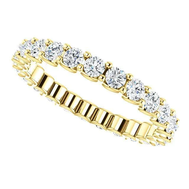 Rings Fire Brilliance Prestine Diamond or Moissanite Full Eternity UShaped Scalloped Double Shared Prong Band