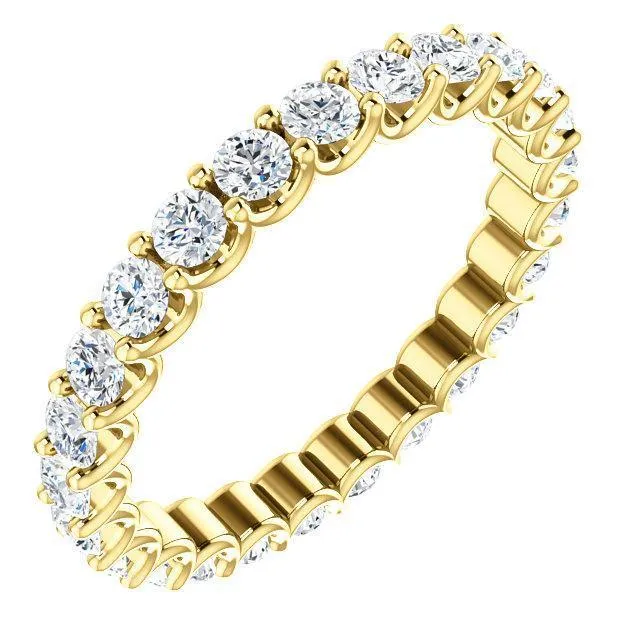 Rings Fire Brilliance Prestine Diamond or Moissanite Full Eternity UShaped Scalloped Double Shared Prong Band